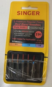 5 Premium Regular Point Red Band Singer Nadeln Größe 11/14 Style 2020 - Bild 1 von 2
