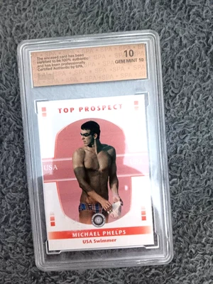 Tarjeta GTC Michael Phelps 2008 # 52/200 Top Prospect rosa graduada 10 como nueva Foto 1 de 2