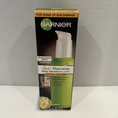 Garnier SkinRenew DAILY MOISTURE LOTION Anti-Sun Damage~SPF 28~2.5 Oz. - Image 1 of 4