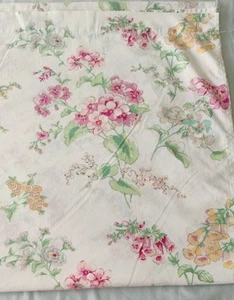 Vtg 70s 80s Cannon Full Flat Sheet Floral Cottage No Iron Percale GORGEOUS 80x92 - Picture 1 of 3