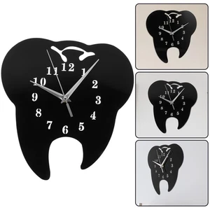 Office Clock Acrylic Wall Tooth Shaped Silent Non Ticking Decor - Picture 1 of 10