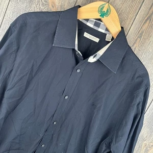 Burberry Brit schwarzes langärmliges Hemd mit Knopfleiste Herren XL Nova Check-Besatz - Bild 1 von 9