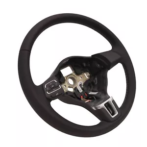 Lederlenkrad Lenkrad VW Polo 6R Leder schwarz Naht grau mit Telefonbedienung - Bild 1 von 6
