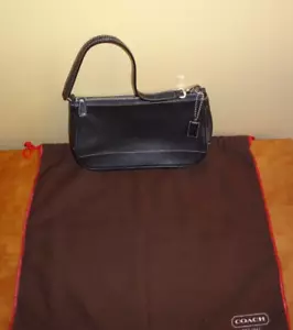 Vintage Coach Hampton schwarz Leder Halb Baguette Schultertasche Kalbsleder 7785 - Bild 1 von 15