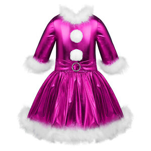 Kid Girls Christmas Santa Cosplay Costume Dance Dress Xmas Party Skirts Outfits