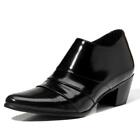 Mens Loafers Slip On Cuban Heels Leather Wedding British Style Shoes