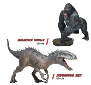 Indominus Rex Vs Giant Mountain Gorilla Figure Set CPSTOYWORLD Dinosaur Jungle - Picture 1 of 13