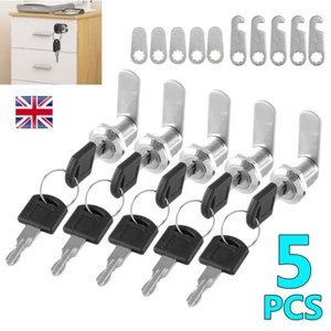 5x Cam Lock Furniture Locker 16-25/30mm Post Mail Box Camlock Cabinet Drawer Key - Picture 1 of 11