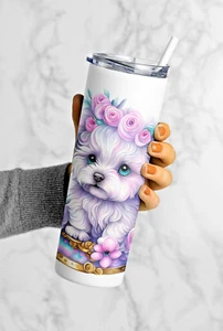 Edelstahl-Becher Thermobecher Tumbler 20 oz " Süßes Hündchen " - Bild 1 von 3