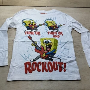 Nickelodeon SpongeBob Youth Size Large 10/12 White Graphic Print Long Sleeve - Picture 1 of 15