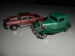 Matchbox Lesney Superfast #73 Model A Ford Green + #4 57 Chevy Pink - Picture 1 of 4