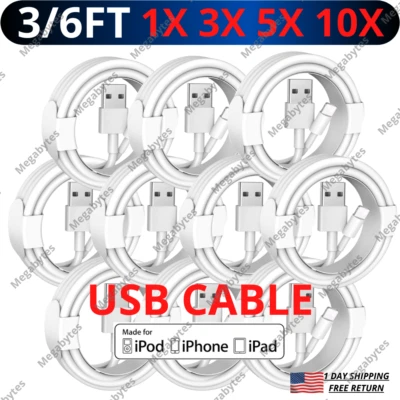 Lote de cable cargador rápido USB para Apple iPhone 14 13 12 11 Pro Max 8 7 6 SE XR iPad Foto 1 de 4