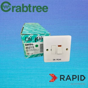 Crabtree 4827/3 Switched Fused Spur with Neon - ENGRAVED - ON PEAK - Picture 1 of 2