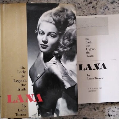 Lana Turner SIGNED Card Autobio Movie Actress Gable Tyrone Husband Scandal HC/DJ - Image 1 of 4