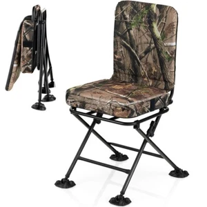 360° Swivel Folding Outdoor Hunting Chair Ergonomic Backrest Soft Padded Cushion - Picture 1 of 11