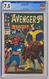 ¡LOS VENGADORES #33 7.5 CGC CÓMICS DE MARVEL DE GRADO UNIVERSAL PARA APLASTAR UNA SERPIENTE! - Imagen 1 de 2