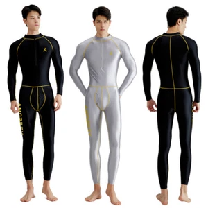 AMORESY Men's Jumpsuits Shiny Glossy Tights Overalls Tracksuits Suits Activewear - Picture 1 of 18