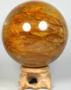 1.27lb NATURAL Yellow PHANTOM MULTI-INCLUSIONS CRYSTAL Polishing Sphere Ball - Picture 1 of 12