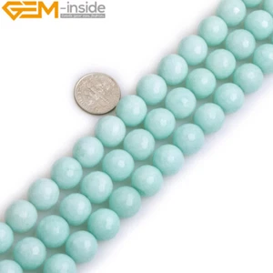 Cuentas sueltas redondas semipiedras facetadas de jade Light Bule para hacer joyas de 15" 8 mm - Imagen 1 de 36