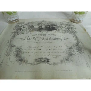 Antique Dec 24, 1856 Marriage Certificate Sing Sing NY Smith Sarles Unframed - Picture 1 of 5