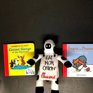 Chick -fil-A Chunky Board Books and Plush Eat More Chikin Cow Curious George - Bild 1 von 2