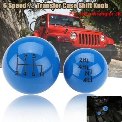 Estuche de transferencia estilo bola azul perilla de cambio de marchas de 6 velocidades para Jeep/Wrangler YJ TJ JK Foto 1 de 4