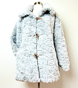 Teddy Jacket Womens Coat Light Gray Faux Fur Soft & Cozy Satin Lined Size L/XL - Picture 1 of 7