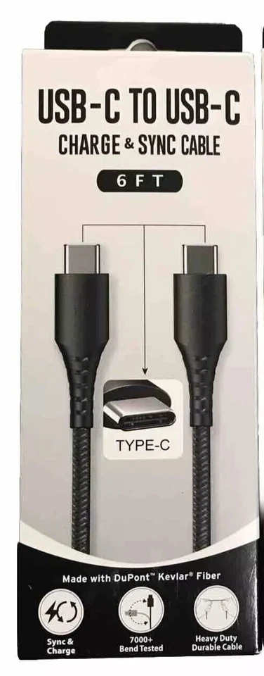 USB-C TO USB-C CHARGE & SYNC CABLE 6 Ft High Speed Certified Samsung - Image 1 of 1