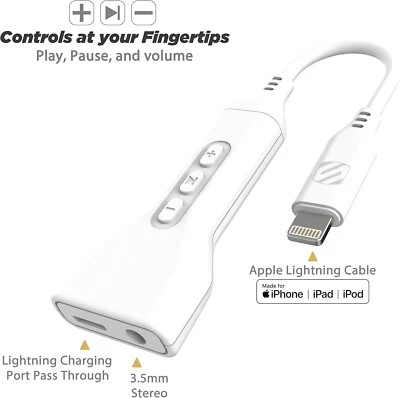 Adaptador Scosche Lightning Certificado MFI Adaptador de Auriculares y Puerto de Carga iPhone Foto 1 de 4