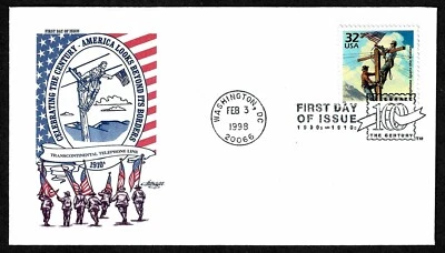 USA, SCOTT # 3183-E, ARTMASTER FDC COVER - TRANSCONTINENTAL TELEPHONE LINE 1998 - Image 1 of 2