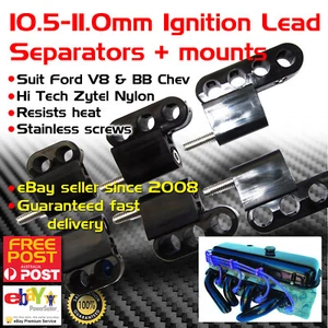 Kit de separadores de plomo de encendido negro 10 - 11 mm V8 soportes soportes tornillos de acero inoxidable - Imagen 1 de 8