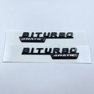 2017+ BiTurbo 4Matic Gloss Black AMG Fender Emblem Benz C43 C63 E43/E63 Badge - Imagen 1 de 5
