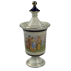 VINTAGE ITALIEN 12" VASE URNE DECKEL KLASSISCHE SZENE KERAMIK FIORENTINER 1900 - Bild 1 von 22