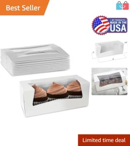 Classic White Treat Boxes with Window—25 Pack, Perfect for Cupcakes & Cookies - Picture 1 of 11