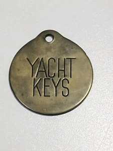 Yacht Keychain Fob Brass Tone Sailing Charm Trinket 2" Vintage - Picture 1 of 5