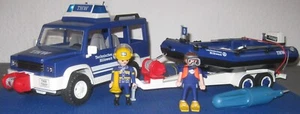 PLAYMOBIL THW BOOTSTRANSPORT / FAHRZEUG MIT BLINKLICHT - MOTOR - FIGUREN - Bild 1 von 8