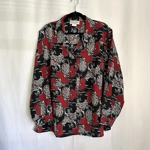 Vintage 90s DonnKenny Women's Plus Size Red Button Up Shirt Abstract Print sz 2X - Picture 1 of 7
