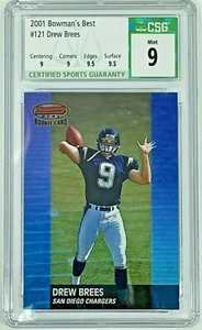 2001 Bowman's Best DREW BREES RC ROOKIE #121 CSG 9 GRADED GEM MINT 1056/1499 - Picture 1 of 7