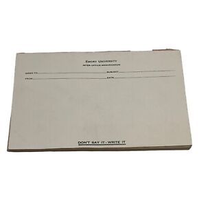 Vintage Emory University Inter Office Memorandum Pad Dont Say It Write It Blank
