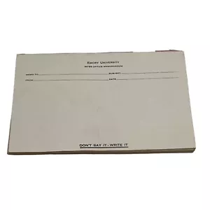 Vintage Emory University Inter Office Memorandum Pad Dont Say It Write It Blank - Picture 1 of 5