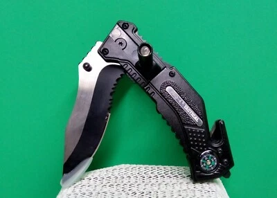 Pro4 Tactical Survival Pocket Knife Compass, Belt Clip, Rope-Belt Cutter, Light  - Image 1 of 4