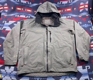 Simms Gore-Tex hooded Jacket Mens L Wading Fly Fishing Waterproof Rain Coat Gray - Picture 1 of 15