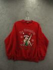 Y2K 2004 Betty Boop Sweatshirt Red Be Naughty Christmas Graphic Womens Size M