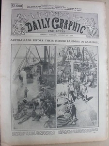 1915 DAILY GRAPHIC August 17 Gallipoli Invasion John de Robeck Submarine Cumbria - Picture 1 of 7