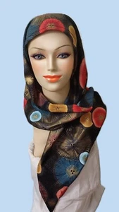 Pre-Slip  Scarf Head Covereing.Tichel /Elastic said by Said COTTON, Multicolor - Picture 1 of 8