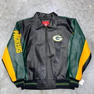 Vintage Green Bay Packers jacket mens Large Faux Leather NFL deadstock NWT RARE - Picture 1 of 9