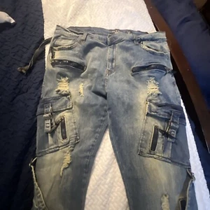 Cote De Nuits Distress Jeans 40x34L - Picture 1 of 15