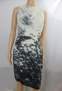 Vestido Vaina Antonio Berardi Estampado Negro/Blanco Sin Mangas Cremallera Trasera Talla EU 44 US 8 - Imagen 1 de 7