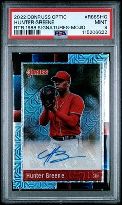 2022 PANINI DONRUSS OPTIC RETRO 1988 SIGNATURES MOJO HUNTER GREENE PSA 9 AUTO - Image 1 of 2