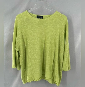 Eskandar Sweater One Size Linen Blend Pullover Long Sleeve Scotland Lime Green - Picture 1 of 6